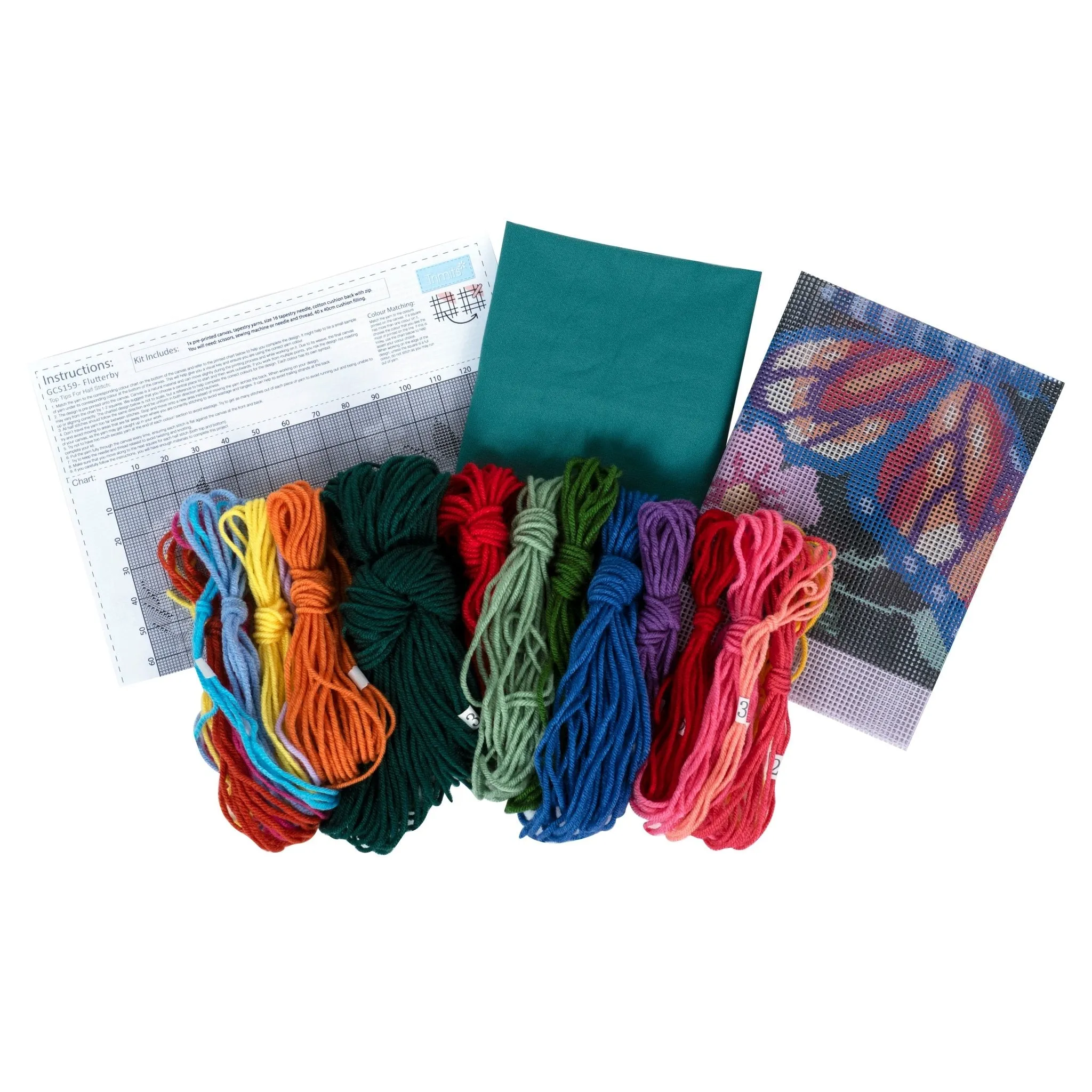 Trimits | Half Stitch Tapestry Kit | Cushion | Flutterby