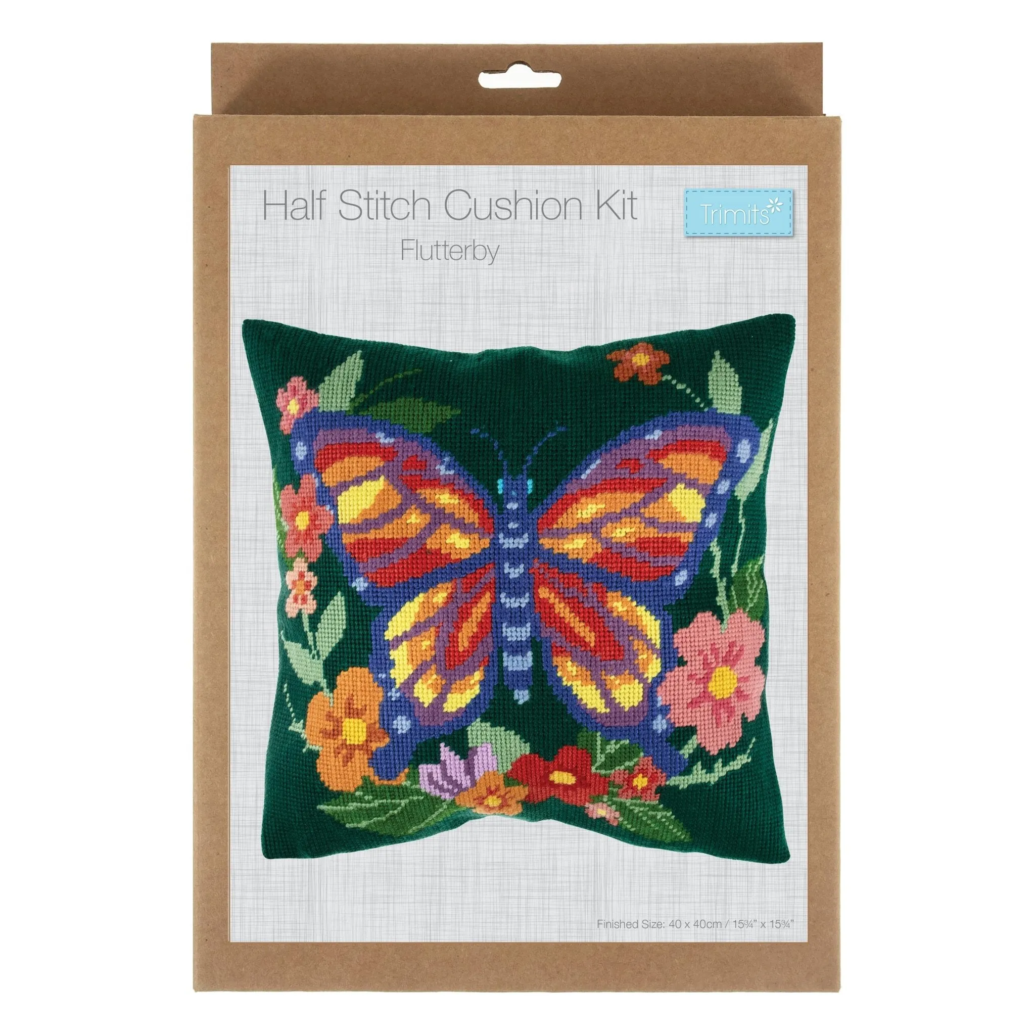 Trimits | Half Stitch Tapestry Kit | Cushion | Flutterby