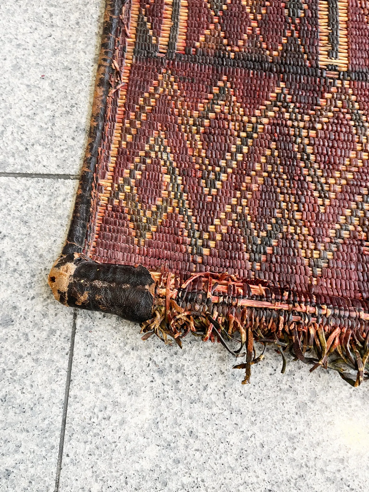 Tuareg Woven Leather & Reed Rug | 11' x 7' 4"