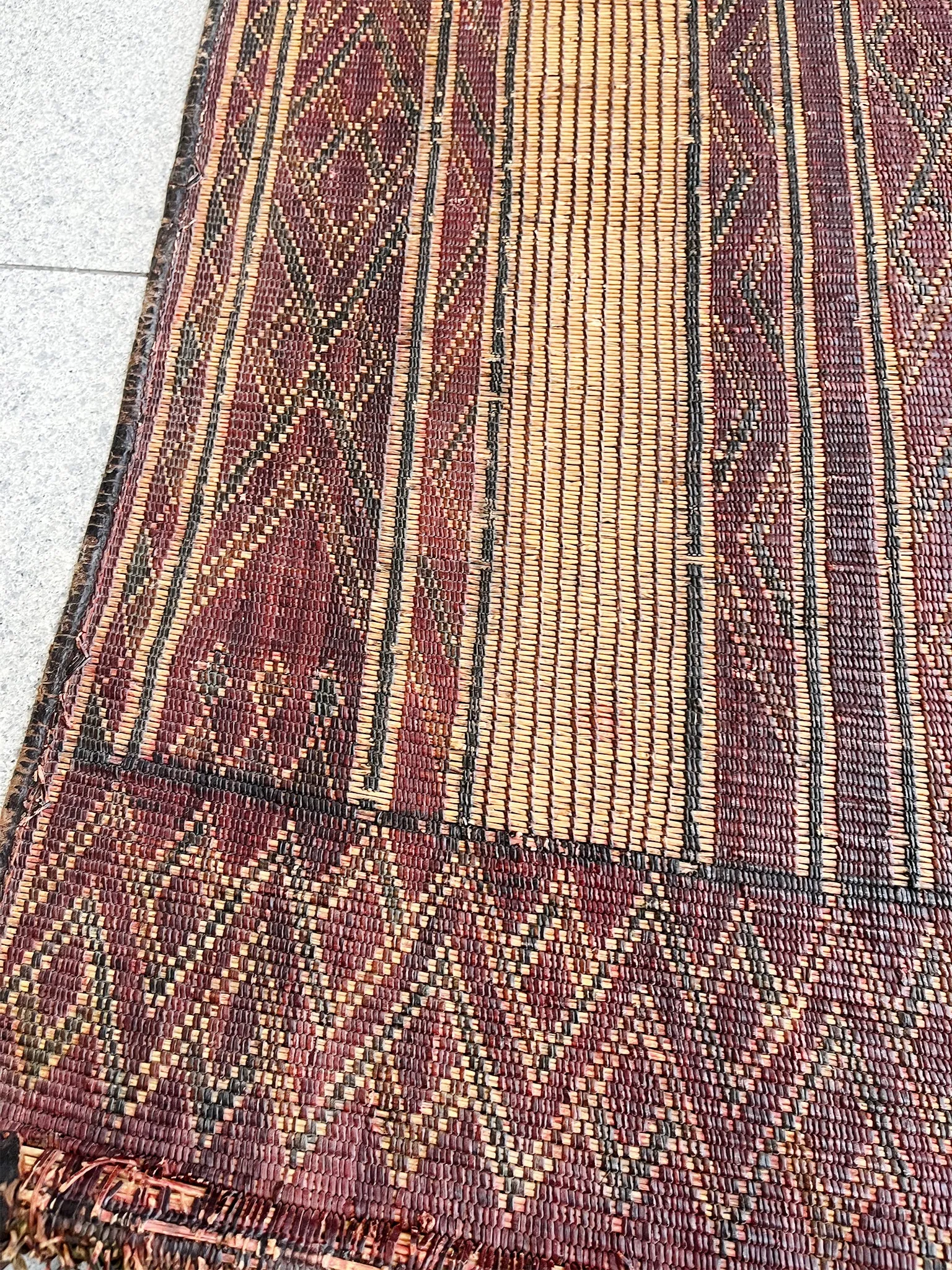 Tuareg Woven Leather & Reed Rug | 11' x 7' 4"