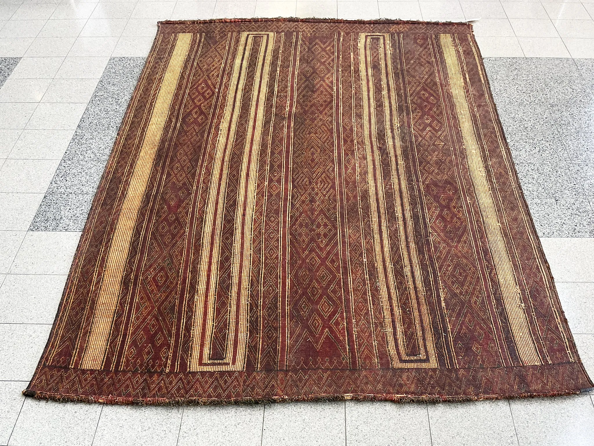 Tuareg Woven Leather & Reed Rug | 11' x 7' 4"