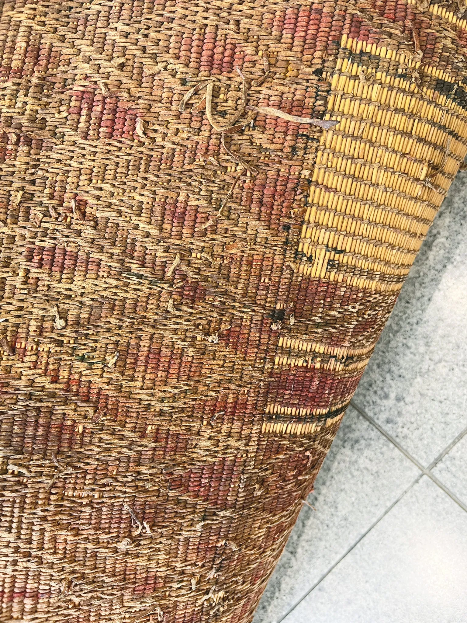 Tuareg Woven Leather & Reed Rug | 11' x 7' 4"
