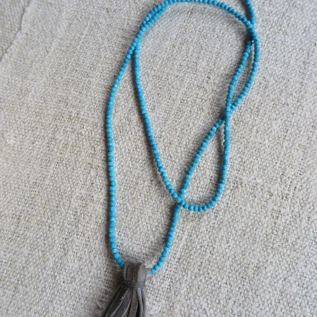 turquoise handmade tassel necklace - Amy Weber Design