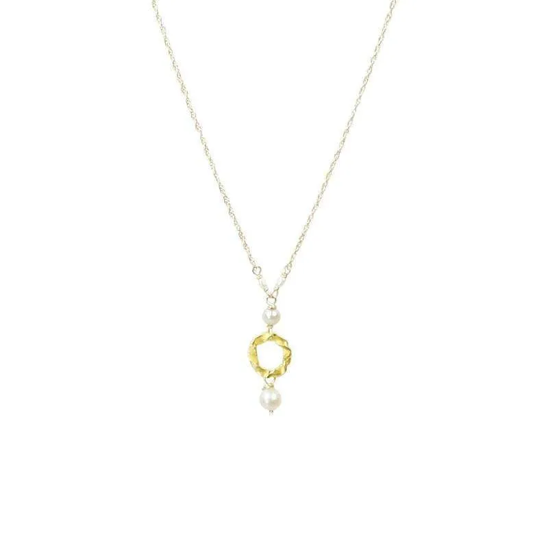 Twisted O Necklace with Pearls by brunet