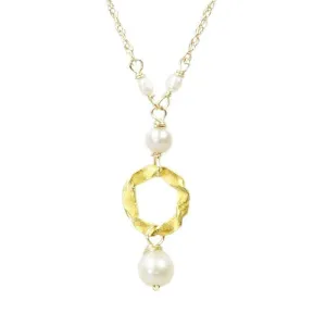Twisted O Necklace with Pearls by brunet