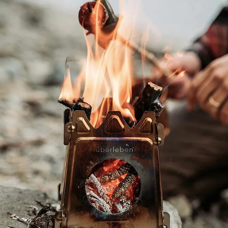 ÜBERLEBEN STAINLESS STÖKER FLATPACK STOVE   WAXED CANVAS SLEEVE