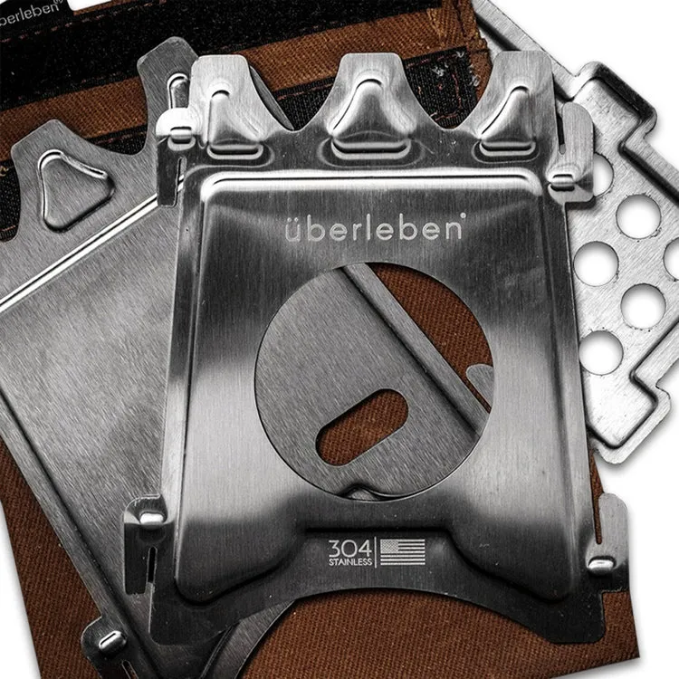 ÜBERLEBEN STAINLESS STÖKER FLATPACK STOVE   WAXED CANVAS SLEEVE