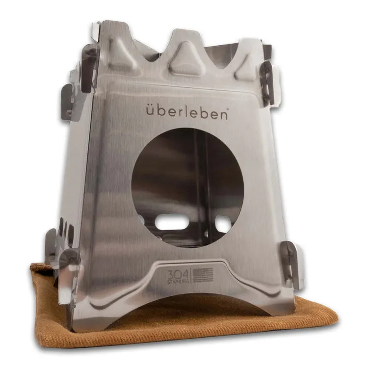 ÜBERLEBEN STAINLESS STÖKER FLATPACK STOVE   WAXED CANVAS SLEEVE