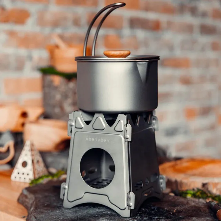 ÜBERLEBEN STAINLESS STÖKER FLATPACK STOVE   WAXED CANVAS SLEEVE