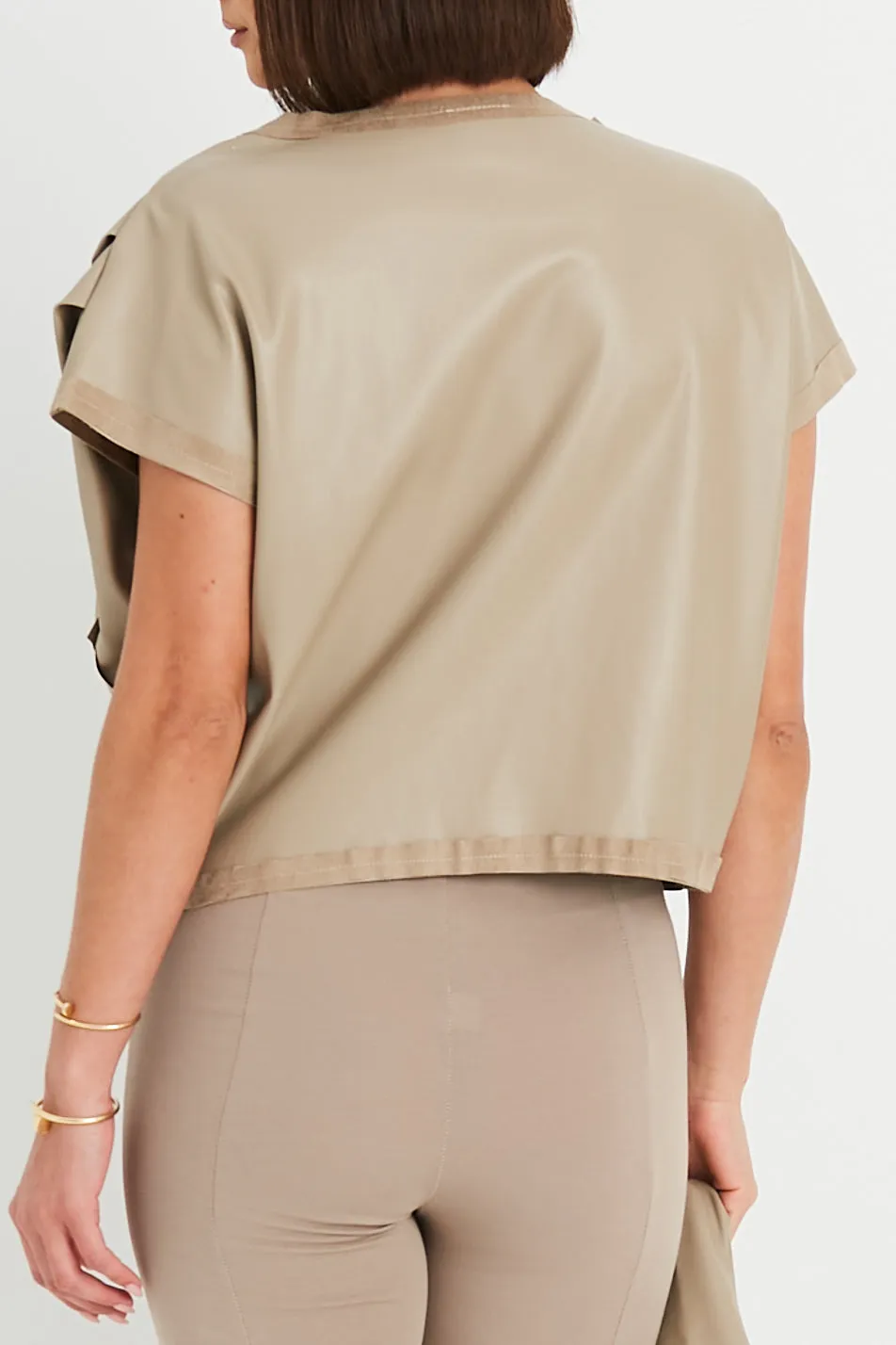 Vegan Leather Eisenhower Pullover Top