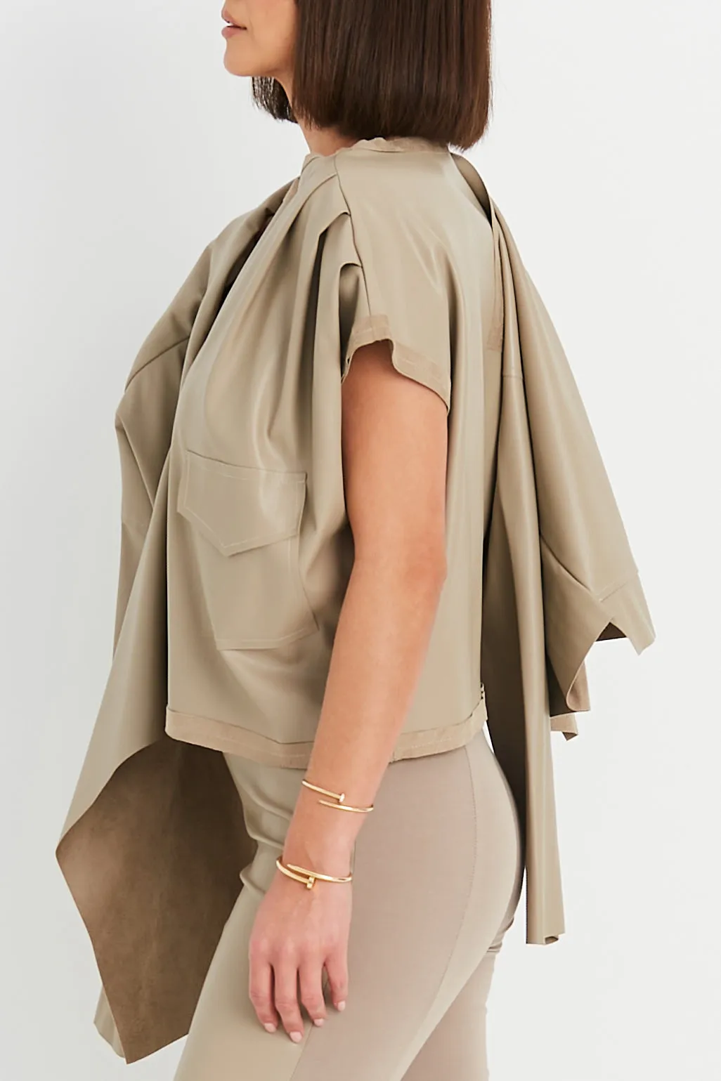 Vegan Leather Eisenhower Pullover Top
