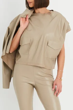 Vegan Leather Eisenhower Pullover Top