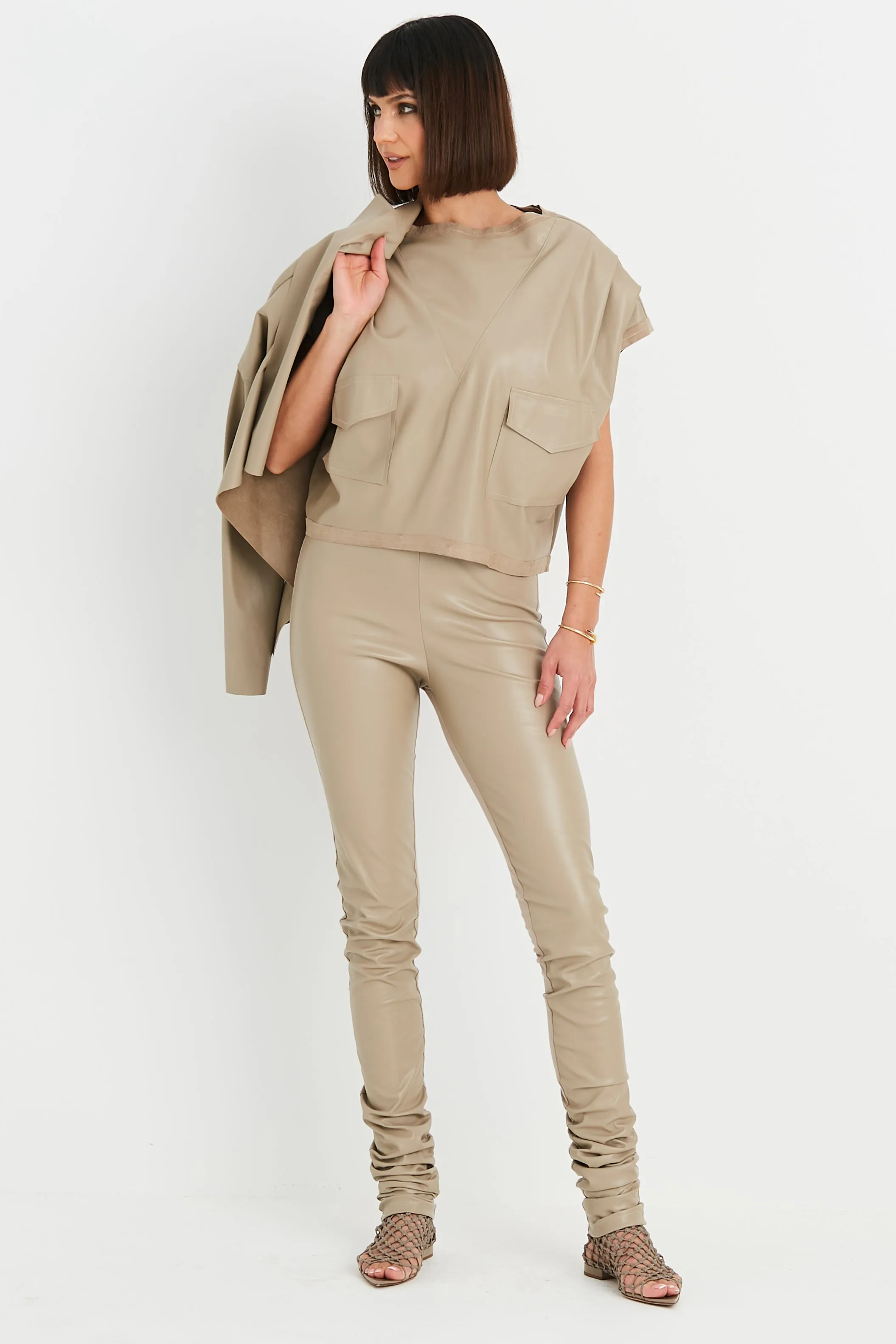Vegan Leather Eisenhower Pullover Top
