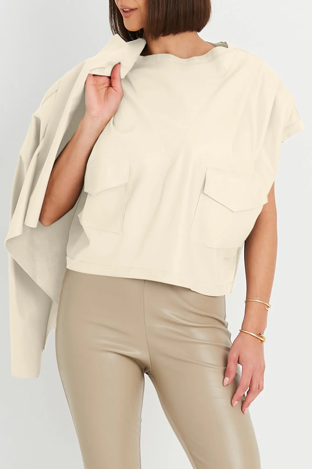 Vegan Leather Eisenhower Pullover Top