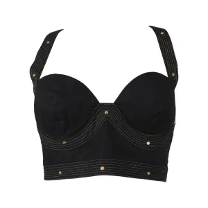 Versace Black Studded Bustier Top