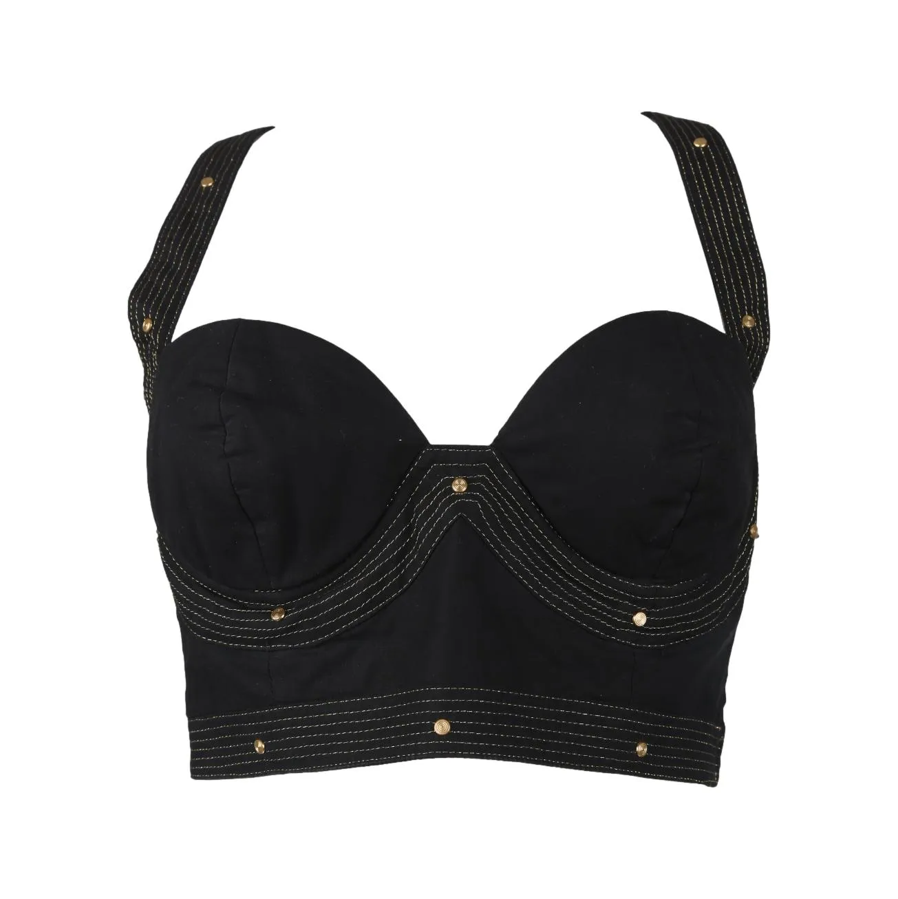 Versace Black Studded Bustier Top