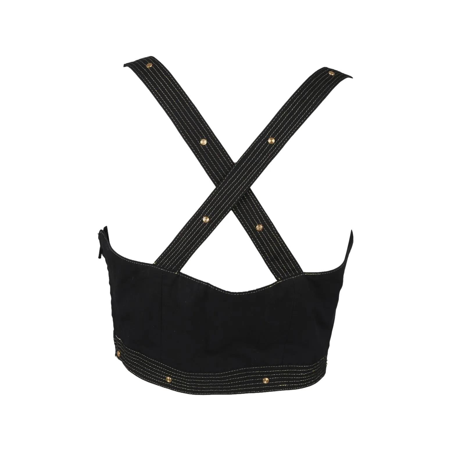 Versace Black Studded Bustier Top