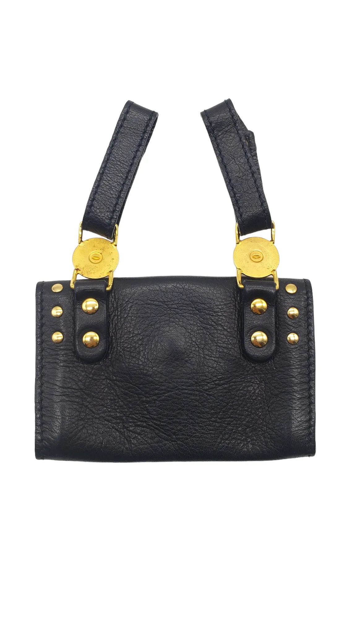 Versace Vintage Black Studded Size XS/S Mini Pouch Belt