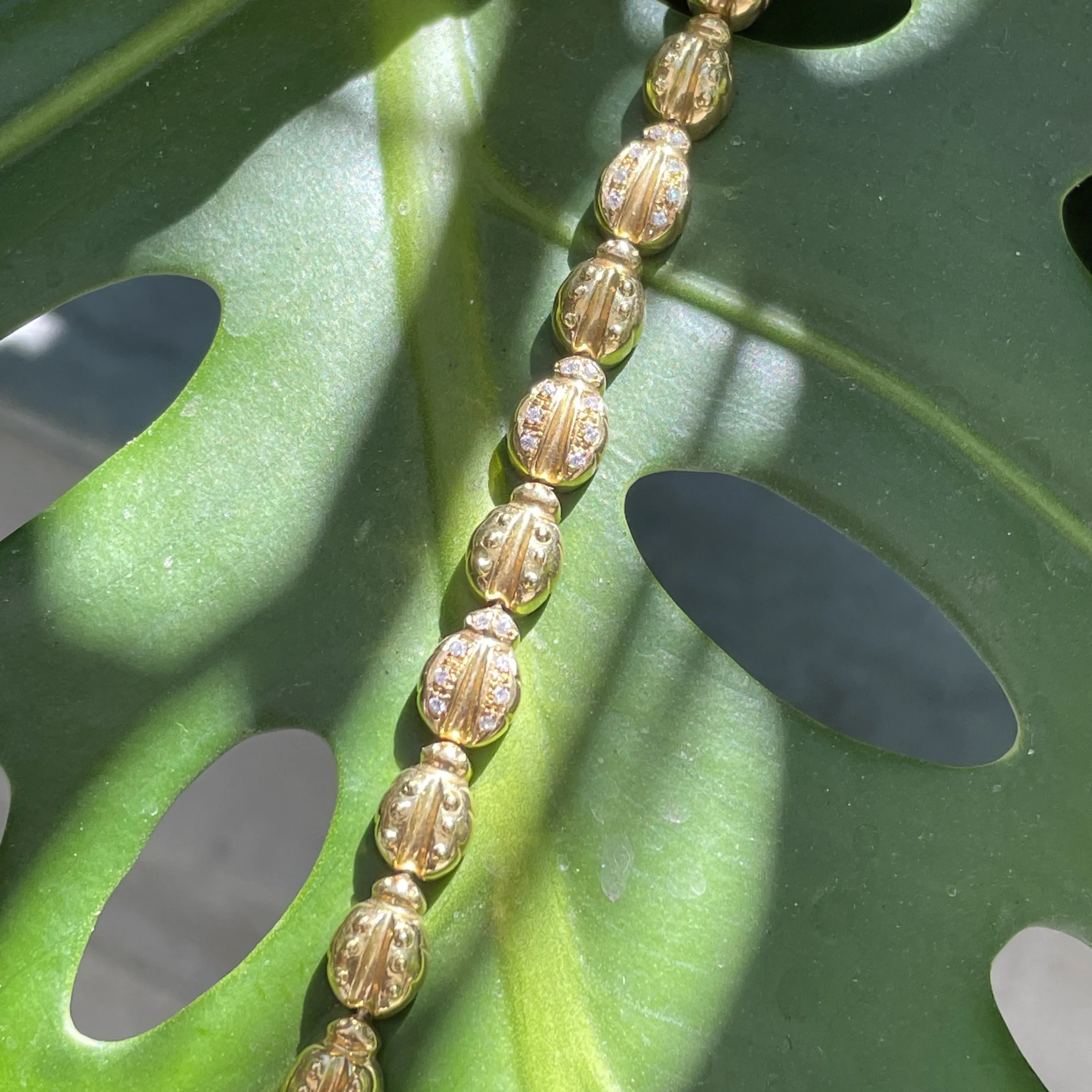 Vintage 18k Ladybug Link Bracelet