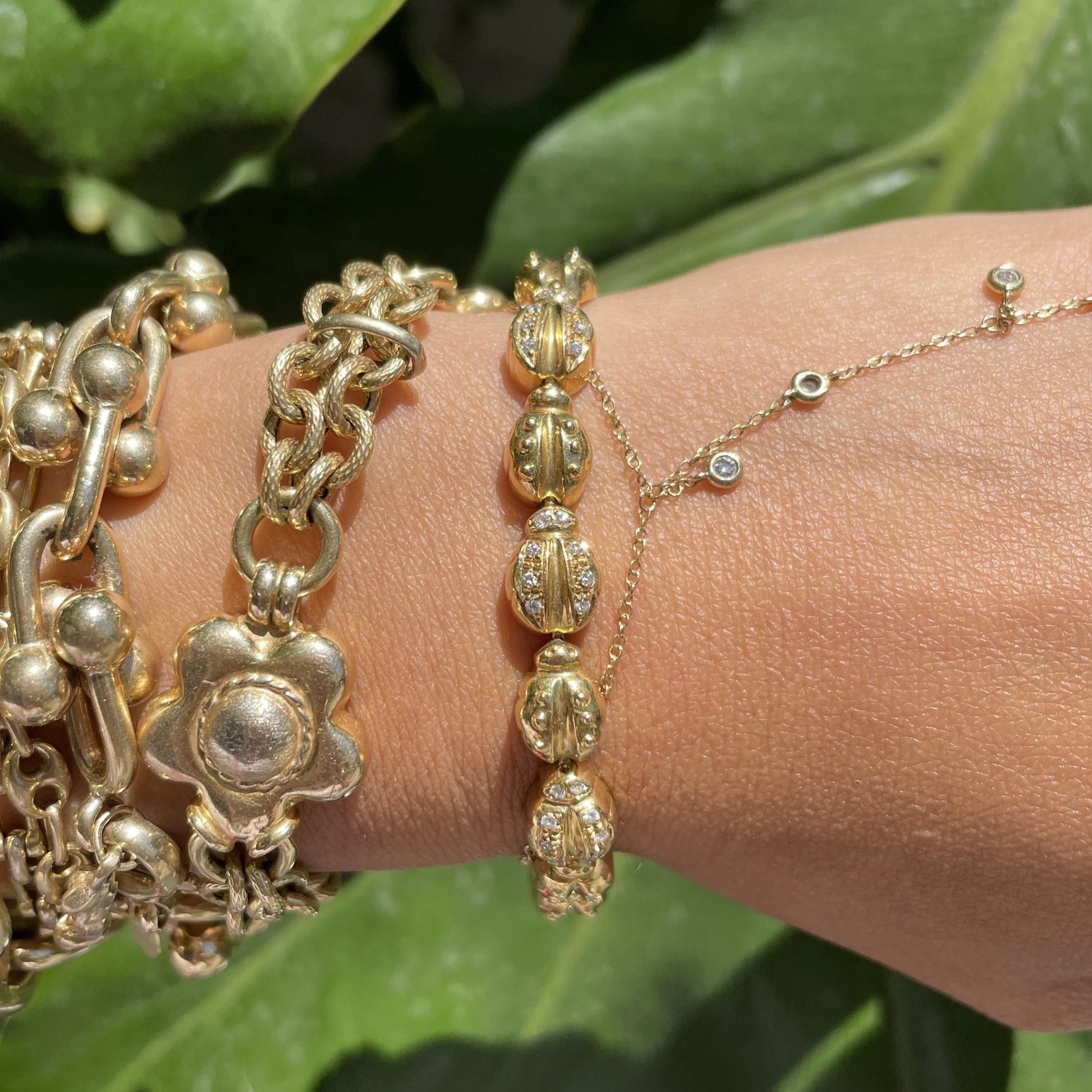 Vintage 18k Ladybug Link Bracelet