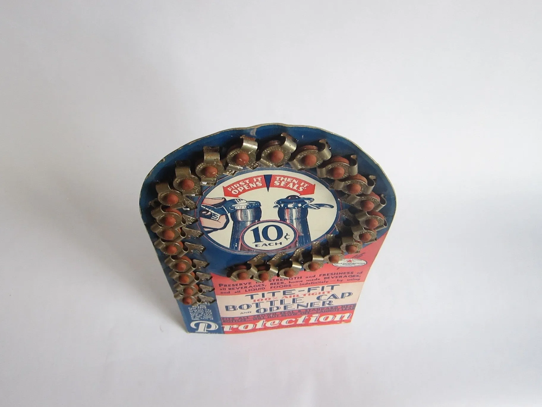 Vintage Advertising Tite Fit Bottle Caps Cardboard Store Display