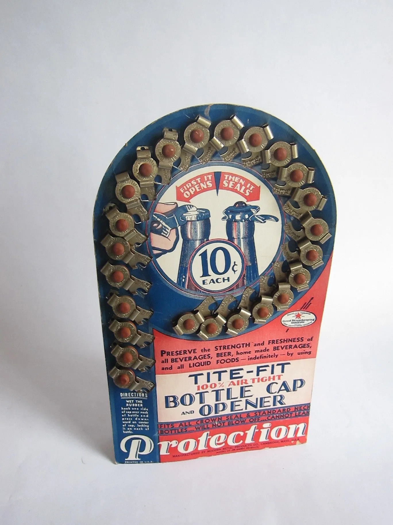 Vintage Advertising Tite Fit Bottle Caps Cardboard Store Display