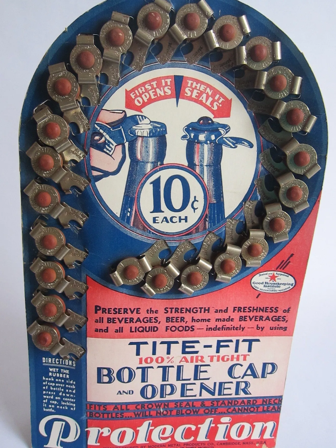 Vintage Advertising Tite Fit Bottle Caps Cardboard Store Display