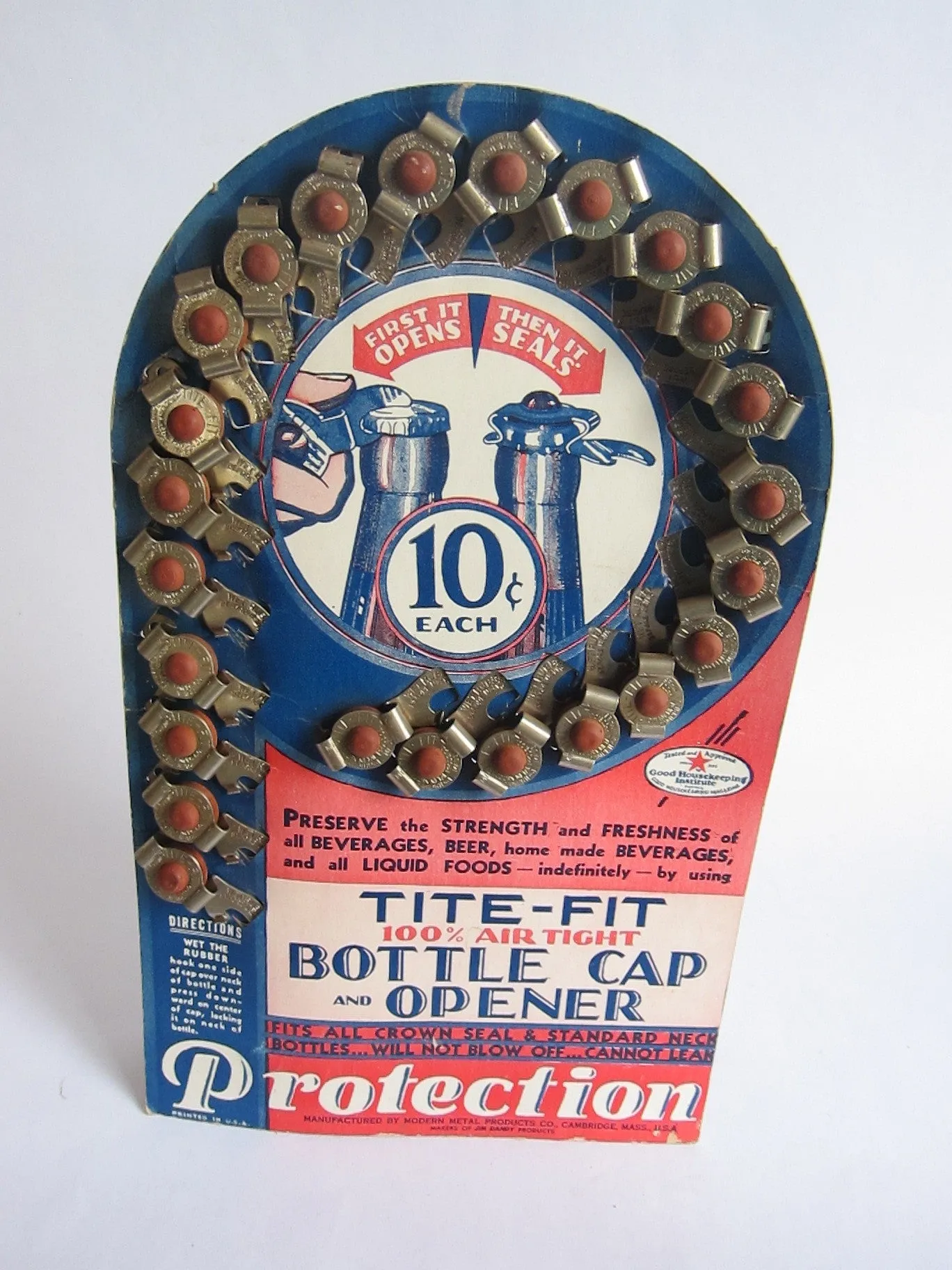 Vintage Advertising Tite Fit Bottle Caps Cardboard Store Display