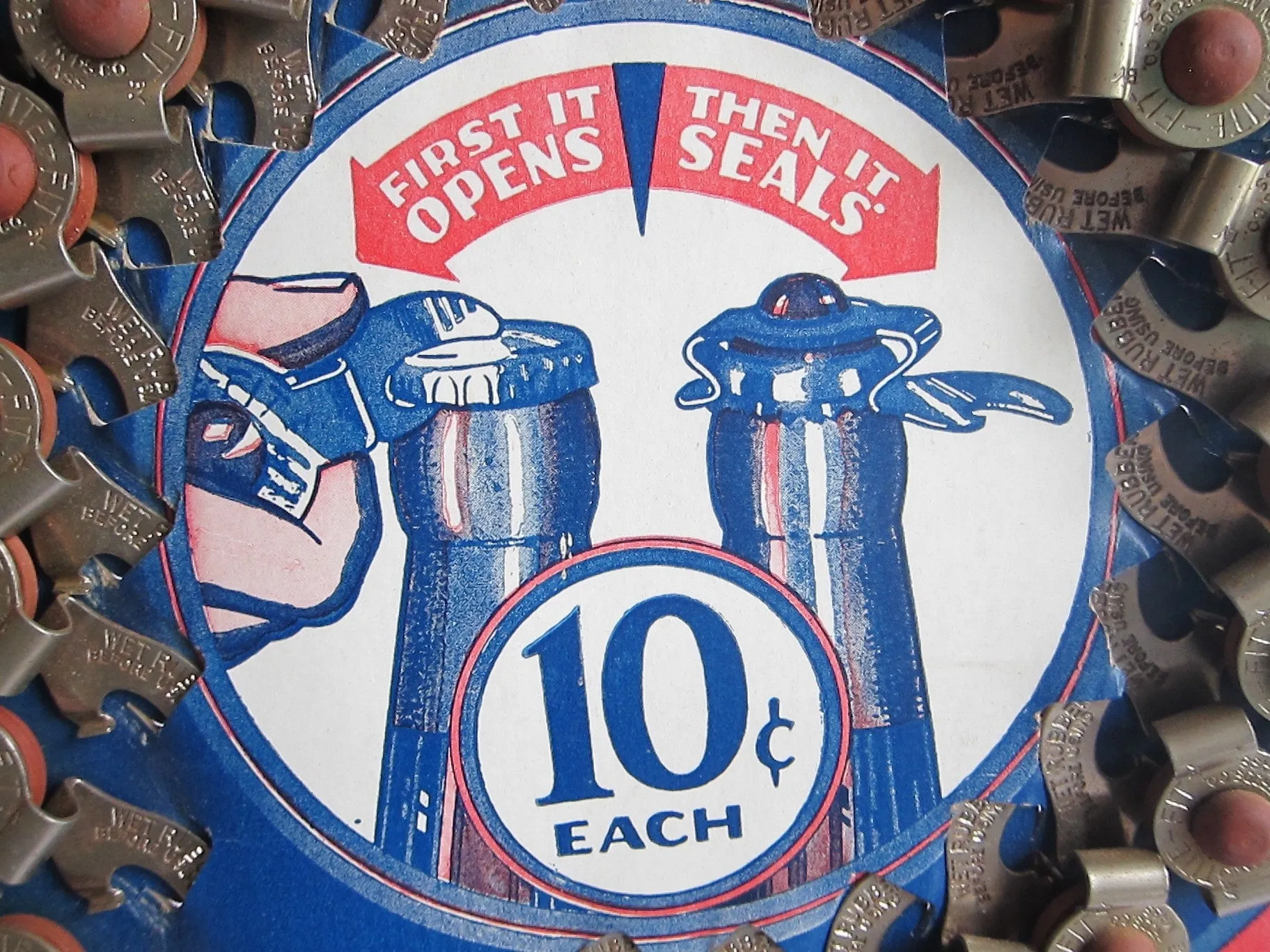 Vintage Advertising Tite Fit Bottle Caps Cardboard Store Display