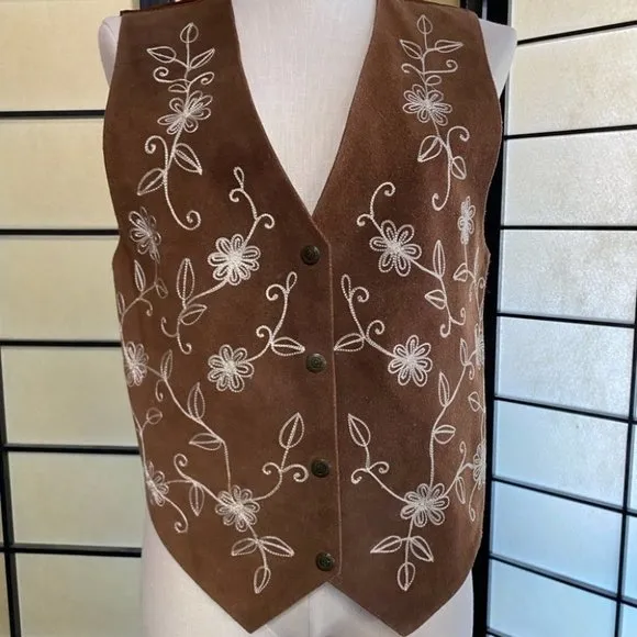 Vintage Agapo Embroidered Leather Vest