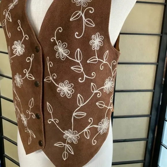 Vintage Agapo Embroidered Leather Vest