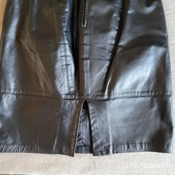 Vintage Amoretti black leather skirt