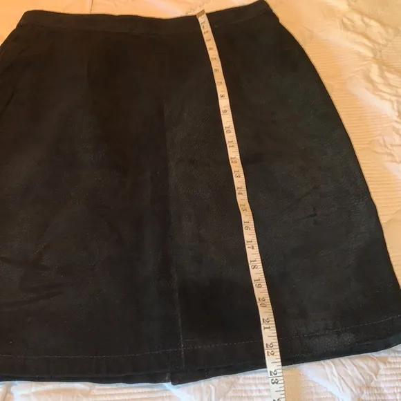 Vintage Black Genuine Leather Pencil Skirt