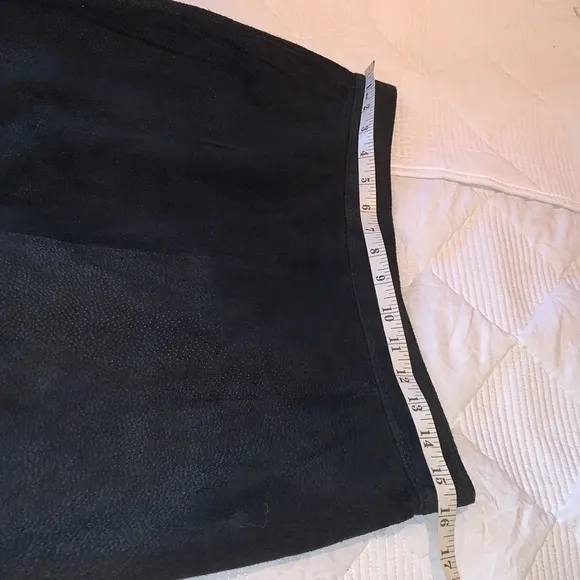 Vintage Black Genuine Leather Pencil Skirt