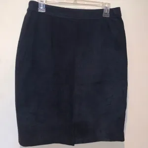 Vintage Black Genuine Leather Pencil Skirt