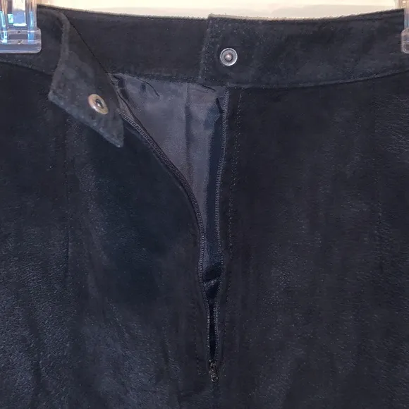 Vintage Black Genuine Leather Pencil Skirt