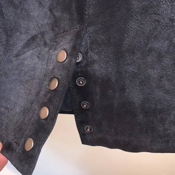 Vintage Black Genuine Leather Pencil Skirt