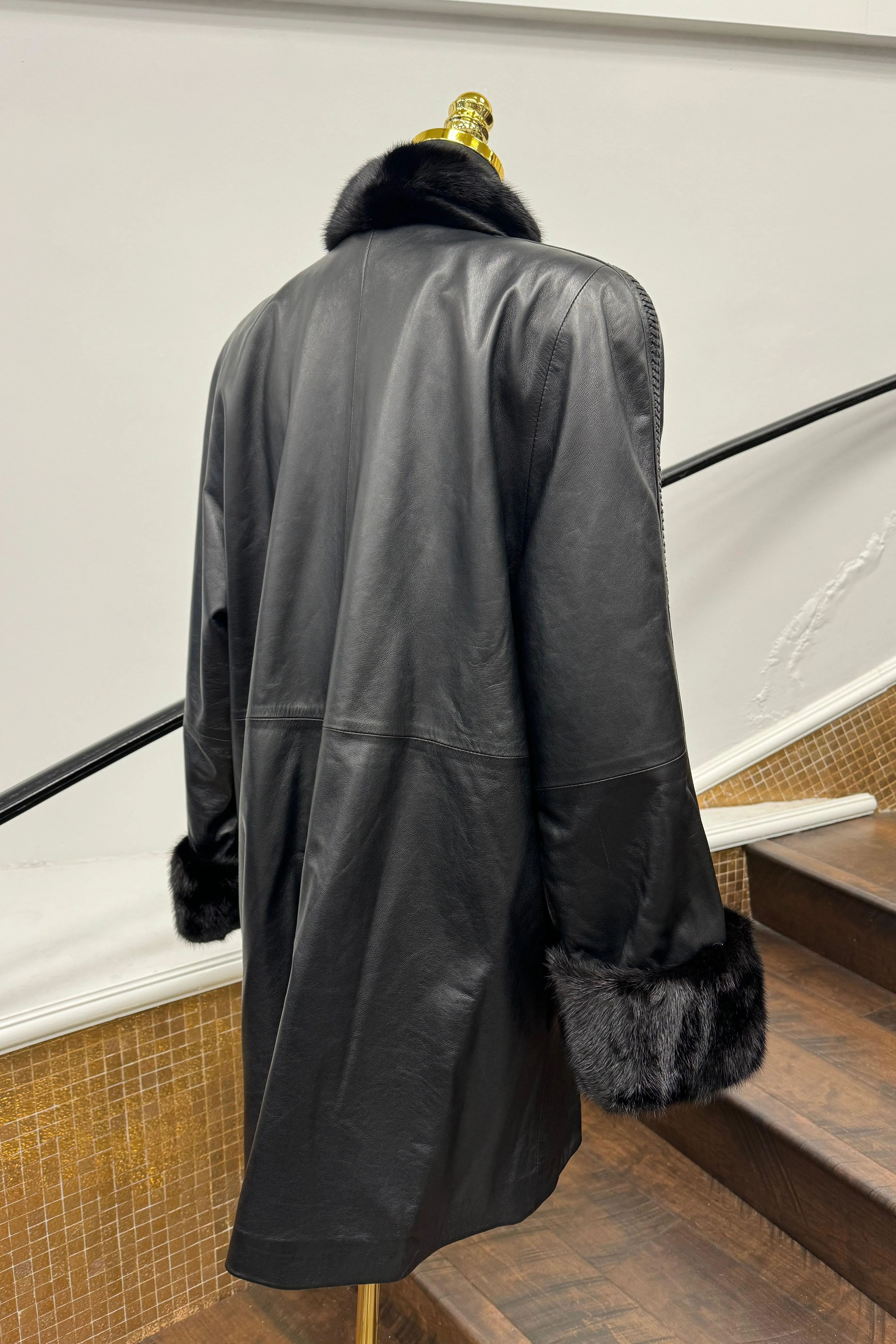 Vintage Black Leather Stroller