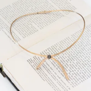 Vintage Black Star Sapphire & Gold Bow Motif Choker c. 1970s
