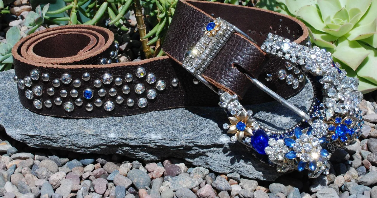Vintage Blue Belle Belt & Buckle - Medium