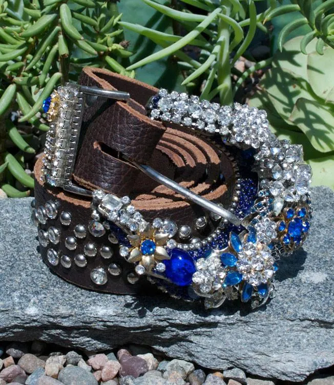 Vintage Blue Belle Belt & Buckle - Medium