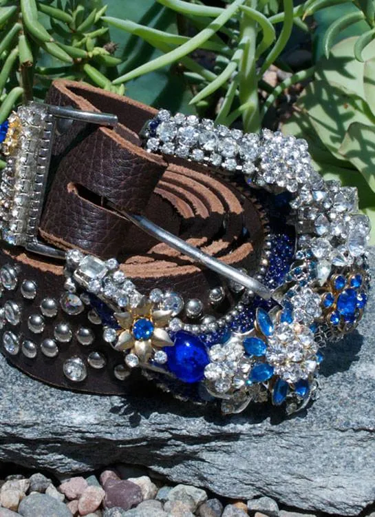 Vintage Blue Belle Belt & Buckle - Medium
