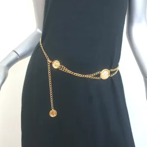 Vintage Chanel 98P CC Logo Disc Chain Belt Gold One Size