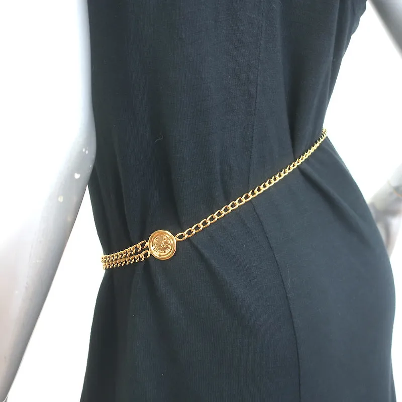 Vintage Chanel 98P CC Logo Disc Chain Belt Gold One Size