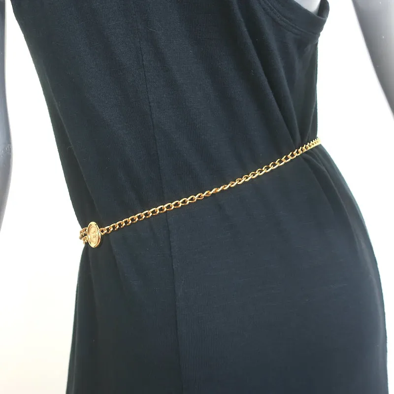 Vintage Chanel 98P CC Logo Disc Chain Belt Gold One Size