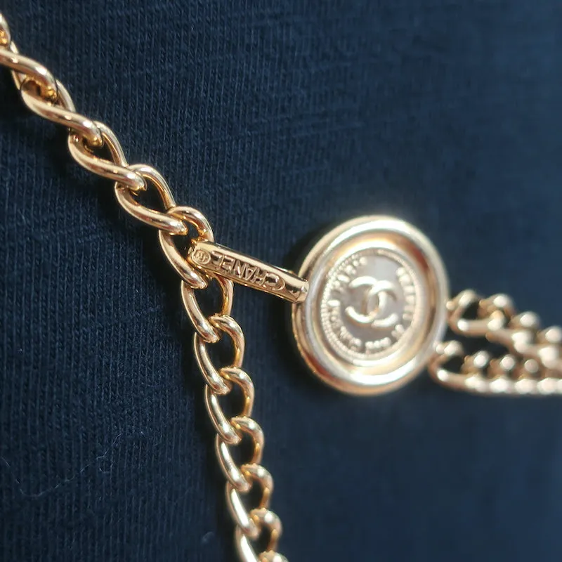 Vintage Chanel 98P CC Logo Disc Chain Belt Gold One Size