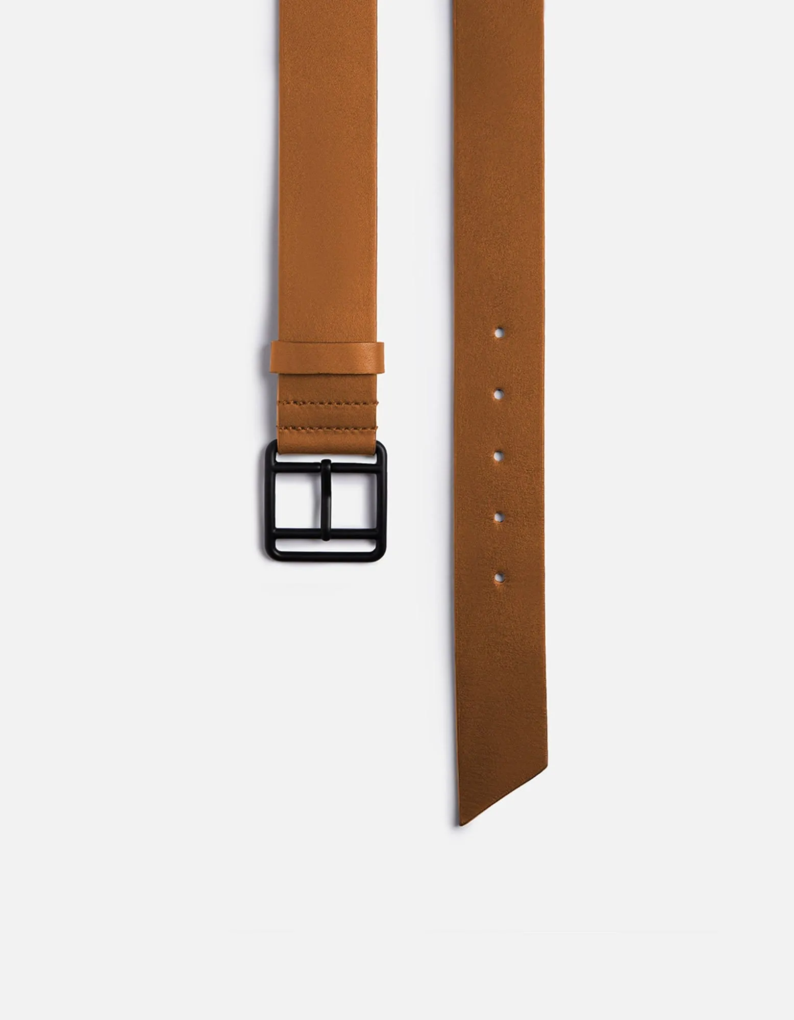 Vintage Cognac Leather Belt, Noir Buckle
