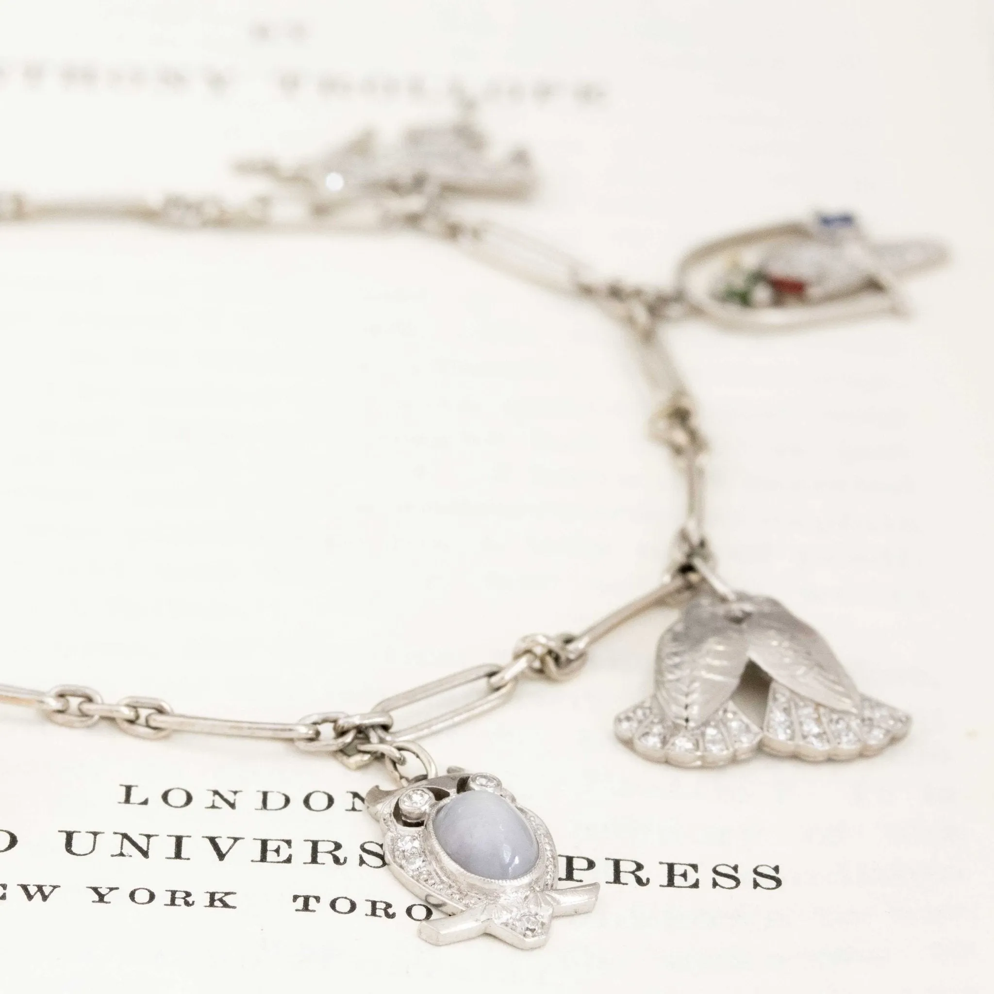 Vintage Diamond & Miniature Animal Charm Bracelet