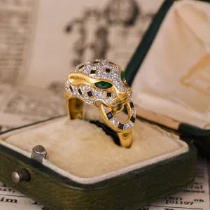 Vintage Diamond & Sapphire Panther Ring