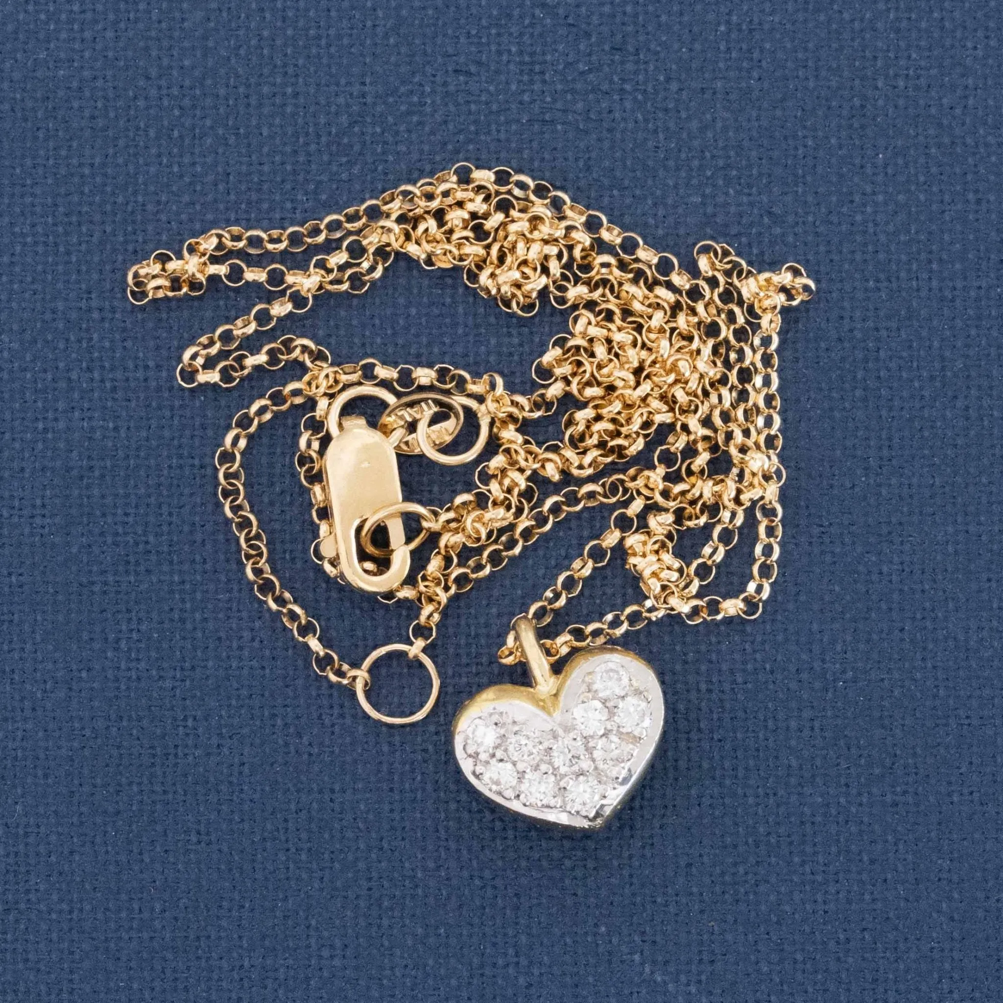 Vintage Diamond Heart Cluster Necklace